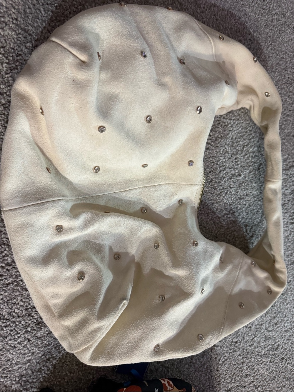 Sam Edelman Ivory Studded Slouch Hobo Bag